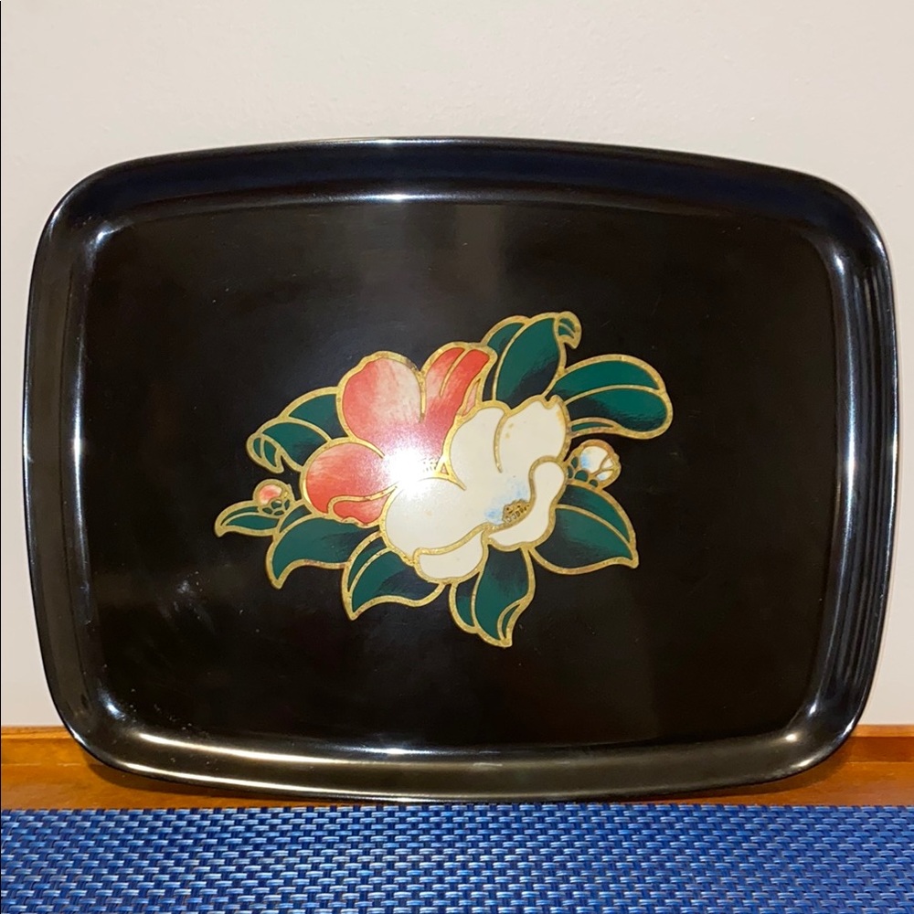 Vintage Couroc Giftware Platter, floral motif